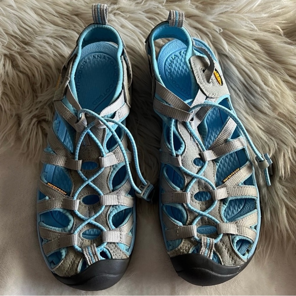 Keen Waterproof Gray Blue Slip On Closed Toe Sandals 9 outdoor hiking climbing
